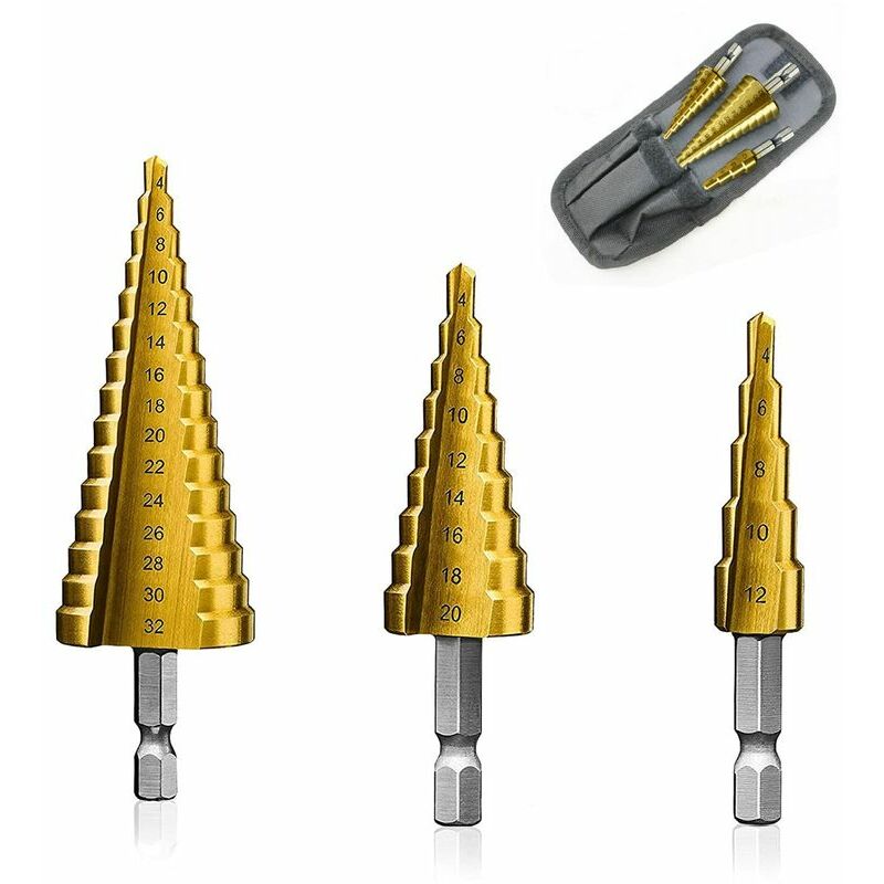 3Pcs Punte per trapano in metallo Hss Hex