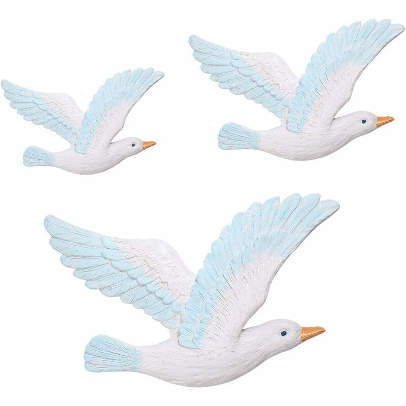 VURAHOME - 3Pcs Résine Tenture Murale Mouettes Oiseaux Nautique Plage Décorations Murales