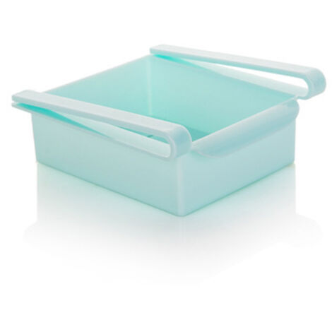 3Pcs Retractable Drawer Type Refrigerator Storage Box Food Fresh Keeping Classified Organizer Container Basket Fridge Shelf Holder Plastic Storage Bins Blue