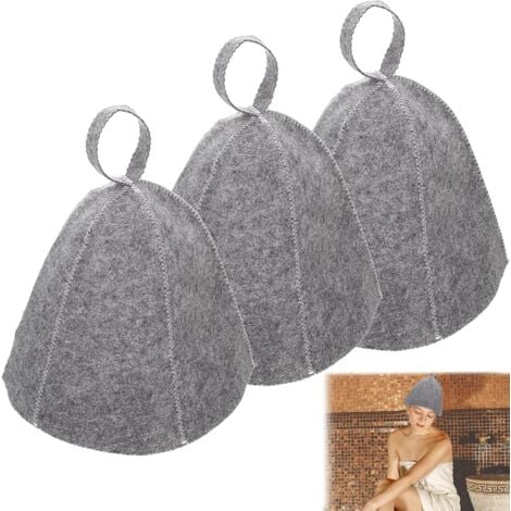 LINGHHANG 3pcs Sauna Hat-Grey Sauna Felt Hat For Women And Men Sauna Cap Felt Sauna Hats Sauna Cap Hat Accessories Suitable For Saunas Spas And Baths