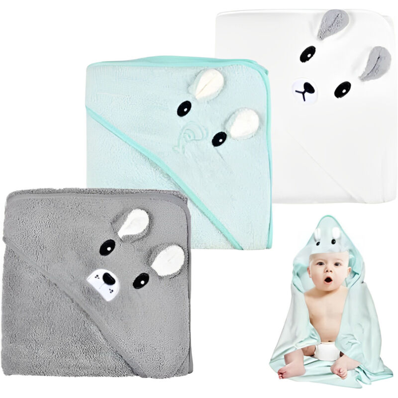 3Pcs Serviette De Bain Bébé Cape De Bain Bebe Garcon Serviette ponge,Douces Absorption Forte,80 x 80cm Cape De Bain