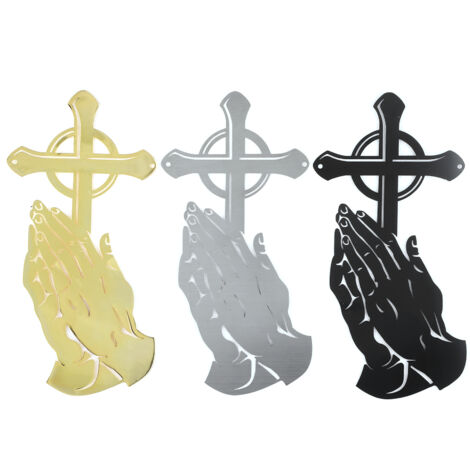3PCS/Set Peaceful Praying Hands Wall Decor with Religious Cross Garden Decoration Ornaments