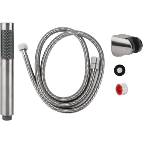3Pcs/Set Stainless Steel Hand Shower Brushed Round Single Shower Head with Hose Fixed Holder