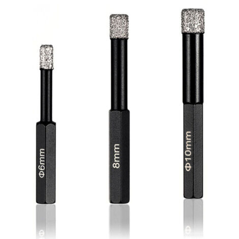 3Pcs Slate Diamond Core Drill Bit 6mm 8mm 10mm Marble Drill Bit Tool for Ceramic Tiles