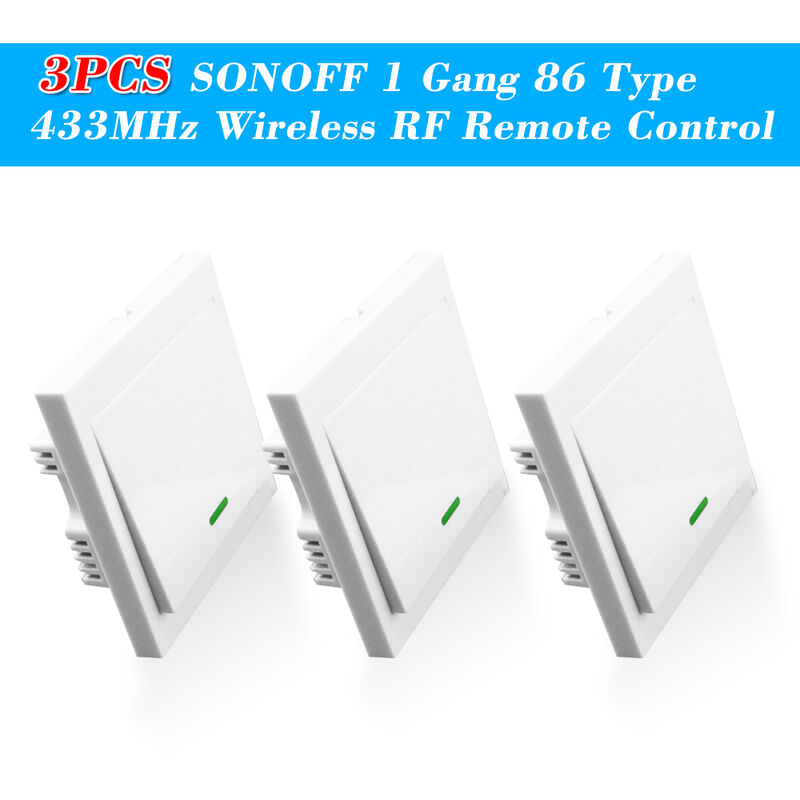 

3PCS Boton pulsador Interruptor de luz de pared Control remoto 1 Gang 86 Tipo Panel de interruptor de encendido / apagado 433MHz Transmisor de