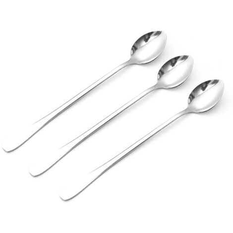 3Pcs Stainless Steel Long Handle Spoon Coffee Ice Tea Ice Cream Spoon for Bar Home Party Pointed Head