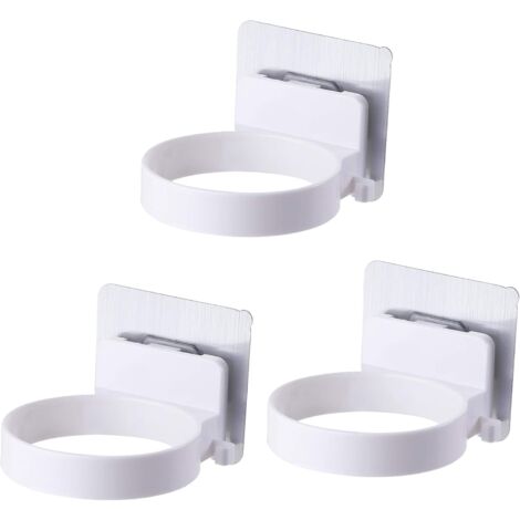 3PCS Support de Sèche-Cheveux Mural, Porte Sèche Cheveux Support de Fixation, Etagère de Sèche-Cheveux à Ventouse Auto-adhésive, pour Chambres à Coucher, Toilettes, Salon de Coiffure (Blanc)