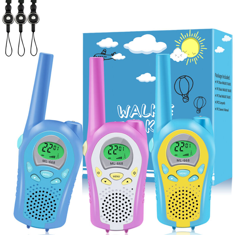 Magicfox - 3PCS Talkie Walkie Enfant 8 Canaux Radio Écran lcd avec Lampe Torche, 3KM de Long Distance Interphone, Cadeau de Noël Jouets Enfants