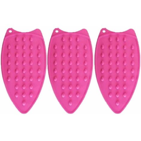 3PCS-Tapis de repassage, tapis de repassage en silicone, tapis de repassage à picots en relief pour éviter les brûlures (rouge rose)
