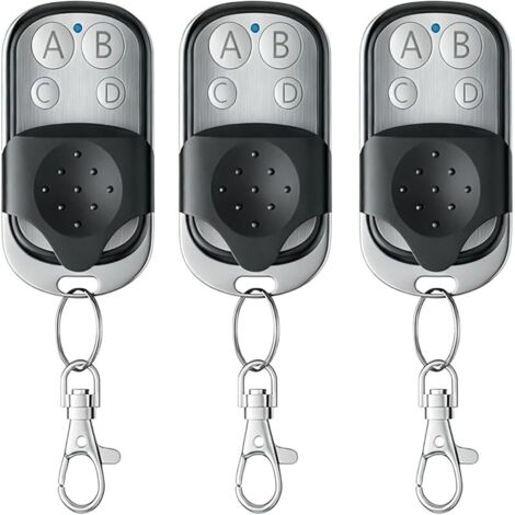 3Pcs Telecommande Portail 433.92 MHz, Universelle Rolling Code Telecommande Duplicateur, Télécommande Garage sans Fil à 4 Boutons pour Porte Garage Électrique avec Couvercle Coulissant