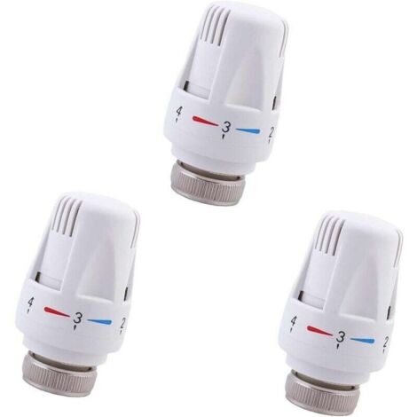 3PCS Tete Radiateur Thermostatique M30 x 1,5 Valves Thermostatiques pour Radiateur, Tête de Remplacement de Vanne de Thermostat de Radiateur pour Maison Bureau