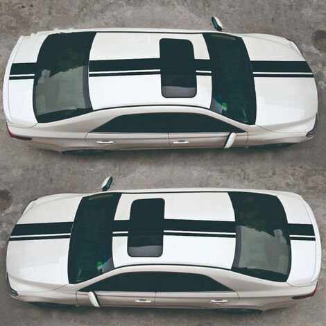 3pcs Universal Car Body Roof Hood Vinyl Stickers Engine Cover Stripe Decal Decoration (Black)