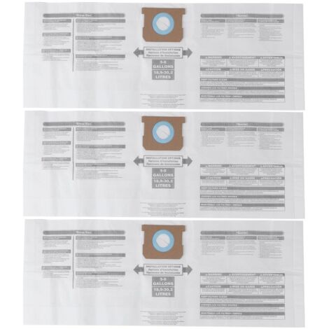 3pcs Vacuum Cleaner Dust Collector Bag Replacement Accessory Fit for Shop-Vac 90661 906-61