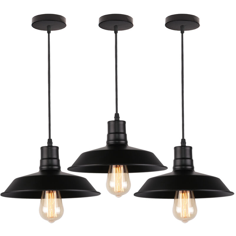 Image of 3pcs Vintage Industrial Pendant Light Black&hellip;