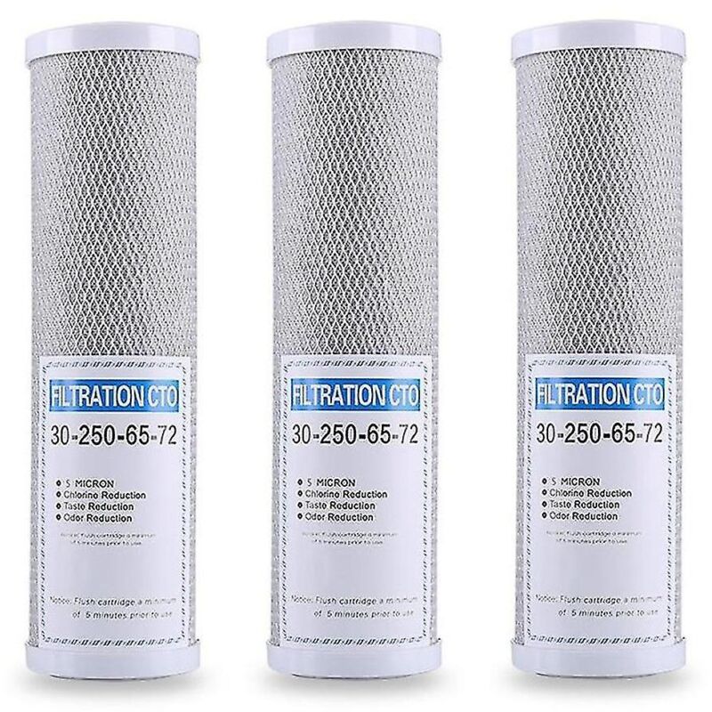 Lot de 3 filtres à eau à charbon actif, cartouche de remplacement pour purificateur de 10 pouces, Cto Bloc