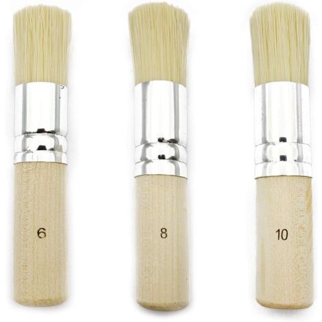 3pcs Wooden Bristle Paint Brushes Stencil Brushes Use for Oil Painting, Watercolor, Stencil Projects, Waxing etc. (13/17/20mm)