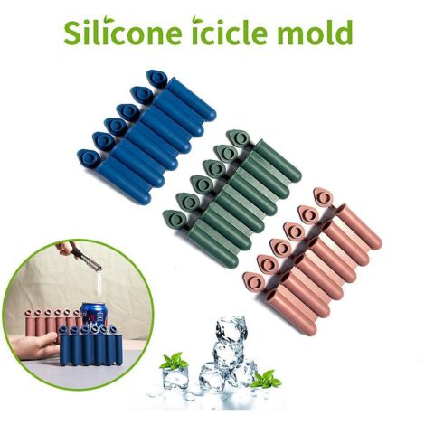 3pcs(bleu/vert/rose)moules En Silicone Pour Mini Glaons Avec Couvercles, Troits Et Longs, Faciles  Pousser Et  Poser,adapts Pour Remplir Des Boiss