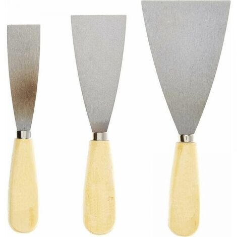 (3PCS)Couteau à mastic spatule lame flexible en acier inoxydable couteau à mastic manche en bois
