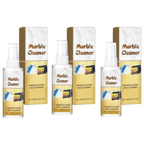 3Pieces Nettoyant Marbre 100ml, Formule Douce & Non Irritante, Entretien Pierre Naturelle, Nettoyant Doux pour Sols et Plans de Travail, Sans Acide
