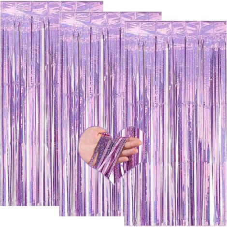 3Pièces Rideau Frange Anniversaire,Happy Birthday Decoration de Rideau de Paillettes, Rideaux de Clinquant de Franges pour la fête d'anniversaire de Mariage Baby Shower Noël-1m x 2m (Rose)