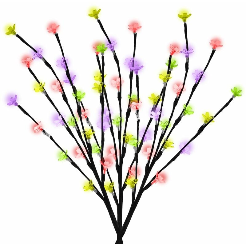 60 led Solar Branch Tree Leaf Lights Acrylic Patio Decking Path Outdoor - Blossom Multi Coloured