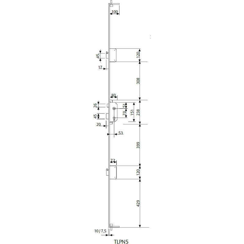Tesa Assa Abloy - Serrure 5 points à larder pênes latéraux finition or gâche courte - tesa - TLPN5ASCE