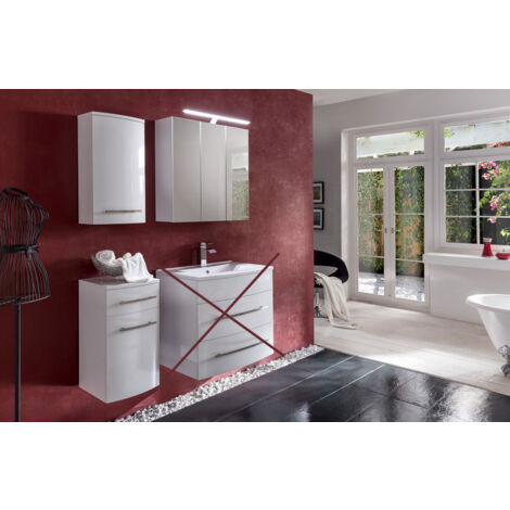 3tlg Badezimmer Set Hochglanz weiß 80cm GENF