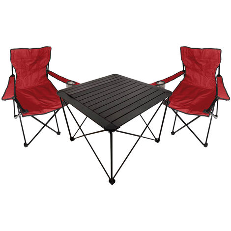 3tlg Campingmöbel Set Anglerstühle-MCM3001+2xMPO2455-rot