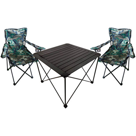 3tlg Campingmöbel Set Anglerstühle-MCM3001+2xMPO2469-Camouflage
