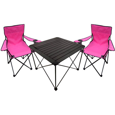 3tlg Campingmöbel Set Anglerstühle-MCM3001+2xMPO2471-Pink