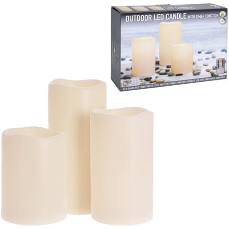 MOJAWO 3tlg Outdoor LED Kerzen-Set warmweiß H15/20/25cm-AX2100150-Neu
