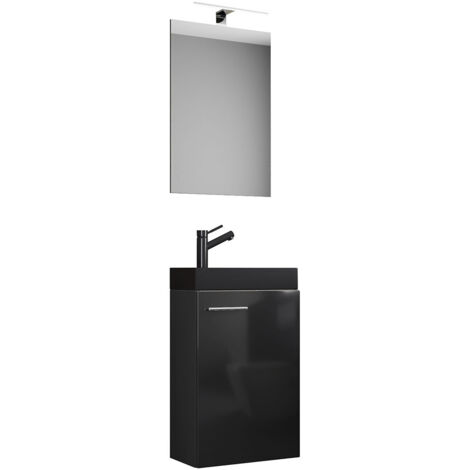 3tlg Waschtisch Slito SP schmal Schwarz