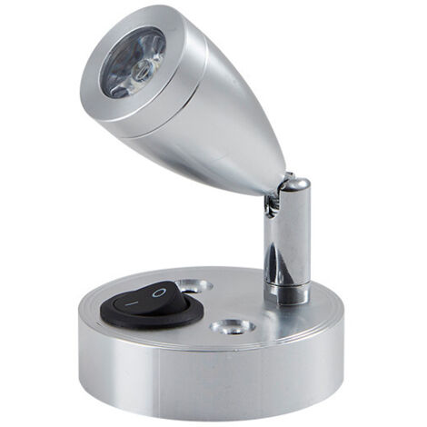 3W 12V Lampe 12v Camping Car, LED Lampe de Lecture pour Bateau Caravane Voiture, avec son Propre Interrupteur, Lumière Blanche Chaude, 3000K, 220lm, 60  96mm, Argent