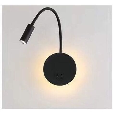 3W+8W LED Lampe De Chevet Noir Applique Liseuse Applique De Chevet Pour Lire LED Lampe De Lecture De Cygne Flexible Moderne Liseuse Murale Chambre Avec Interrupteur 3000K