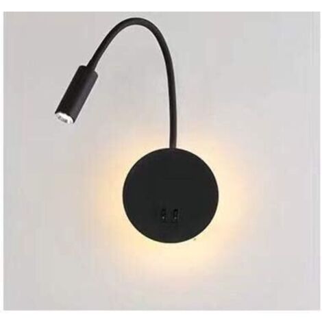3W+8W LED-Nachttischlampe, schwarze Wandleseleuchte, moderne, flexible Schwanen-LED-Leselampe fürs Schlafzimmer mit Schalter, 3000K