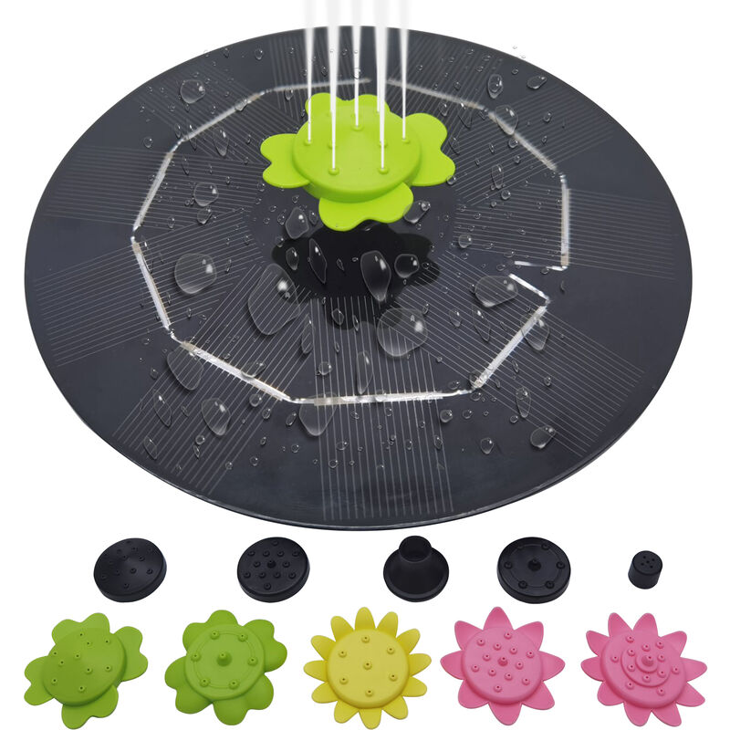 

3W de energia solar de la fuente de agua con 9 boquillas flor flotante Circulo Jardin Bomba para Fuentes con patas bano del pajaro bomba de la fuente