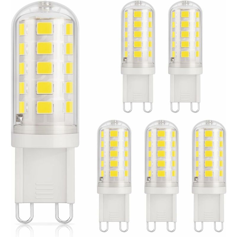 3W G9 LED Bulb, 430LM, 40W Halogen Equivalent, Cool White 6000K, 220-240V, CRI85, NON-Dimmable, Energy Saving, Ceramic Base, Standard G9 Base, 6 Pack