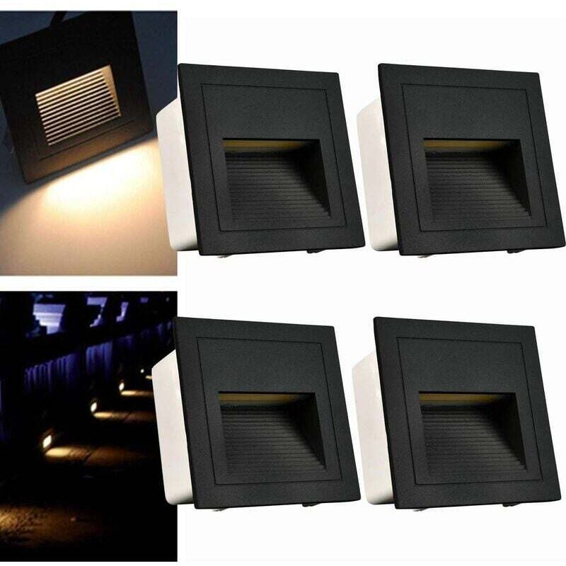 3W LED Applique encastré Murale Lumières d'escalier Lumières de Marche (Blanc chaud) Lampe de chevet Aluminium Éclairage et Lumières Décoratives IP65