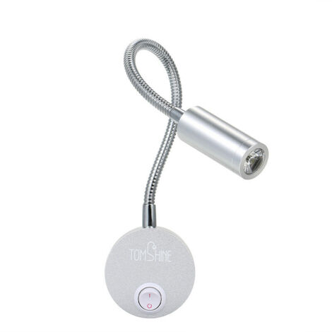 3W LED Applique Murale Lampe de Chevet Doux Flexible Tube Réglable avec Interrupteur pour Lecture Chambre Café Boutique Commode (Argent)
