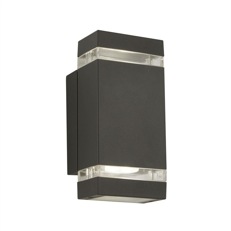 Image of Outdoor - Lampada da parete Up & Down a 2 luci da esterno grigio IP44, GU10 - Searchlight