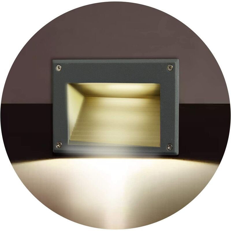 Aougo - 3W led Wall Lamp for Terrace Lighting Recessed Spotlights for Path Staircase Risers Swimming Pool IP65 / 3000K / 162mm,Warm white light,Black