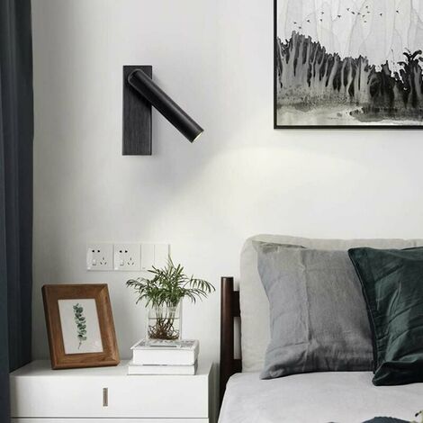 3W LED Wandleuchte mit Schalter 350° Nachttisch Wandleuchte Moderne Leselampe Innenleuchte 3000K Warmweiß (Schwarz)