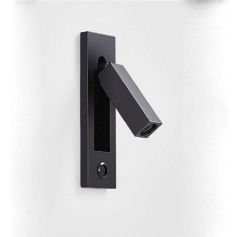 3W Noir Lampes de Lecture, TêTe de Lit Applique Murale Liseuse Encastré Interrupteur Poussoir Lampes Murales pour, Chambre