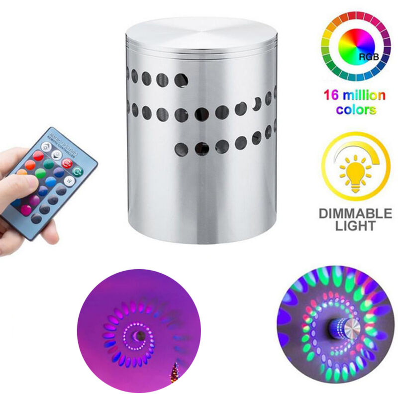 3W RGB LED Applique Murale Spirale éclairage Couloir Lampe Chambre Intérieur Lampe