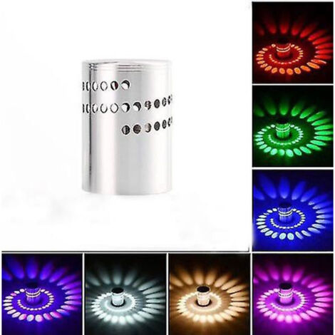 3W RGB-LED-Wandleuchte, spiralförmige Beleuchtung für Flur, Schlafzimmerlampe, Innenbeleuchtung (1 Stück, sieben Farben)