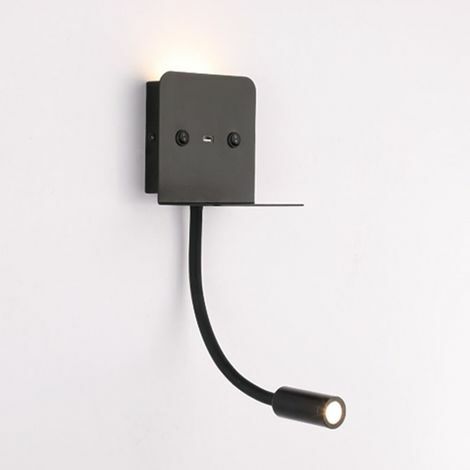 3W "Slange" LED-Wandleuchte + Leselicht mit USB-Anschluss Schwarz Schwarz