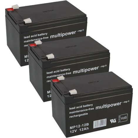 3x 12V 12Ah BLEI AKKU BATTERIE für ELEKTROFAHRRAD ELEKTROSCOOTER E-BIKE USV MP