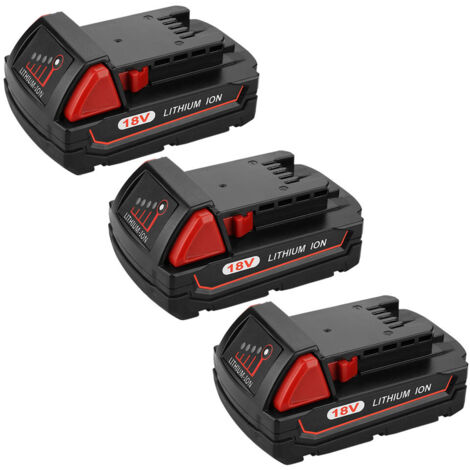 3X 3.0Ah 18V Batterie pour Milwaukee M18 Outils sans Fils 48-11-1850 48-11-1852 48-11-1820 48-11-1860 48-11-1828 48-11-10, avec Indicateur Lithium ION
