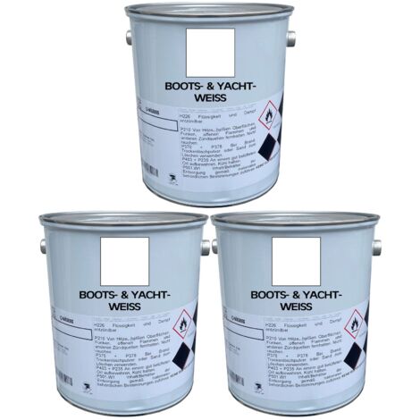 3x 5 Liter Premium Bootslack Yachtlack Schiffslack Bootsweiß Weiß