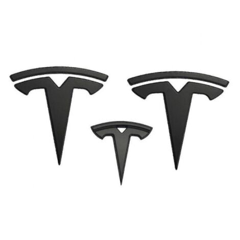 3x Badges de capot et de roue avec logo T noir mat pour Tesla Model Y